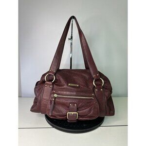 Michael Kors Burgundy Pebbled Leather Shoulder Purse Bag